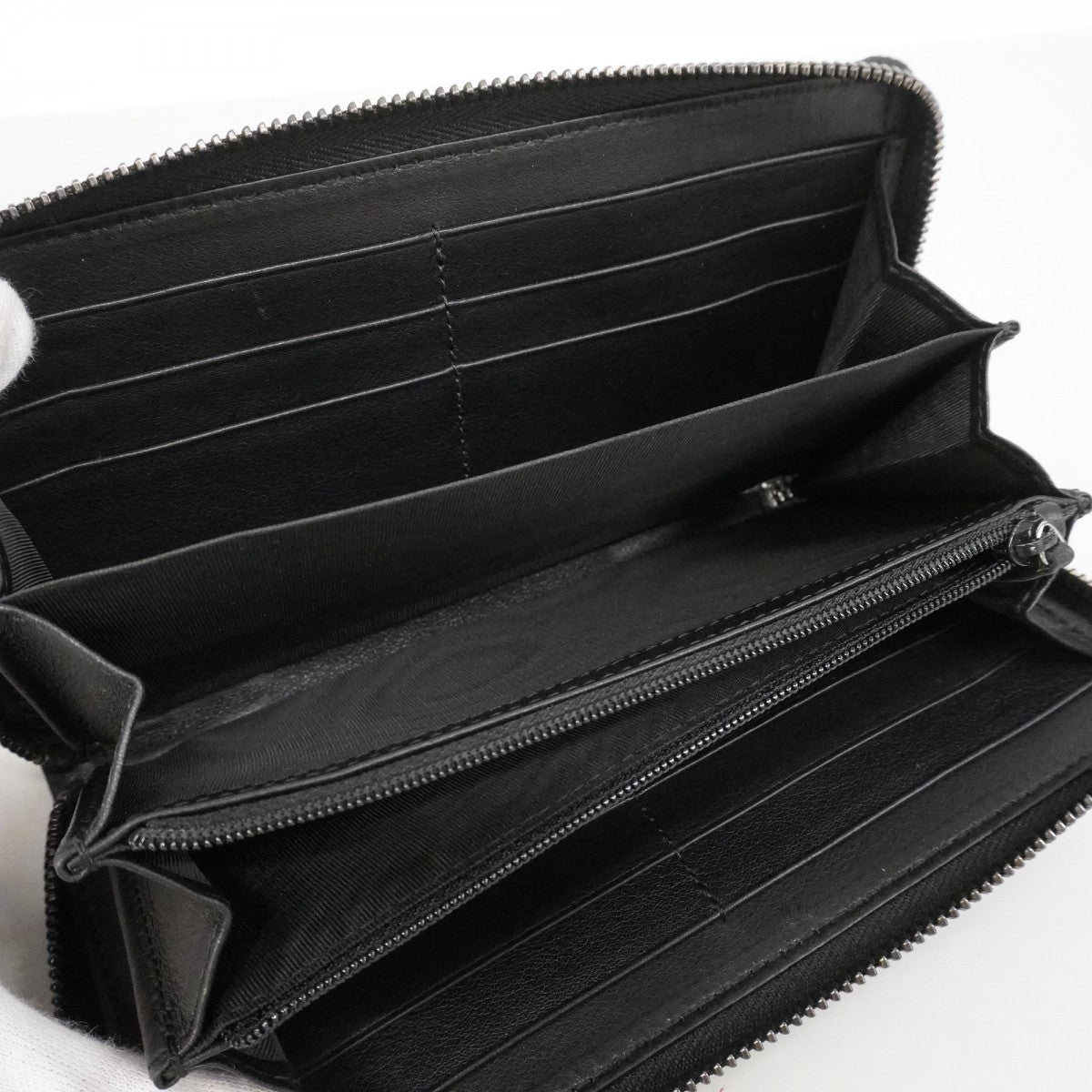 【6ef6587-k】グッチ 長財布 グッチシマ 307987 レザー ブラック シルバー金具【中古】メンズ レディース ユニセックス
