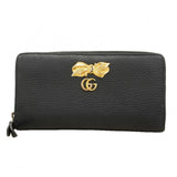 【6ef6598】グッチ 長財布 GGマーモント 524291 レザー ブラック ゴールド金具【中古】レディース