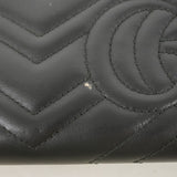 【6ef6599】グッチ 長財布 GGマーモント 443123 レザー ブラック ゴールド金具【中古】レディース