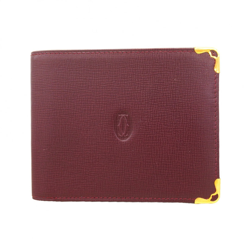 【6ef6600】カルティエ 財布 マスト レザー ボルドー ゴールド金具【中古】レディース