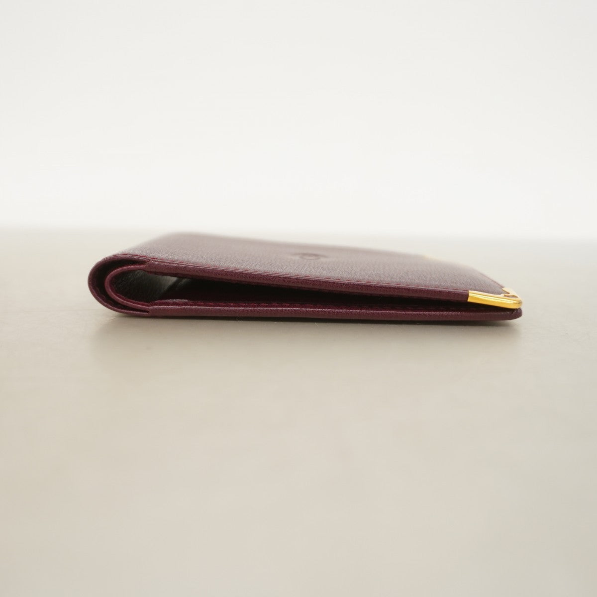 【6ef6600】カルティエ 財布 マスト レザー ボルドー ゴールド金具【中古】レディース