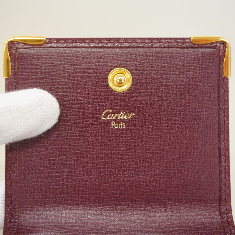【6ef6601】カルティエ コインケース マスト レザー ボルドー ゴールド金具【中古】メンズ レディース ユニセックス