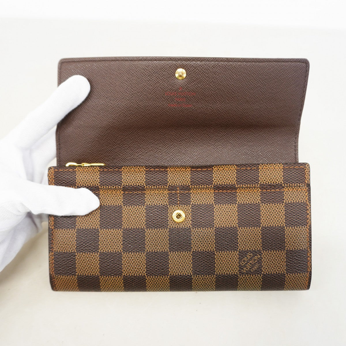 【6ef6609】ルイヴィトン 長財布 ダミエ ポシェットポルトモネクレディ N61724 エベヌ【中古】レディース