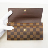 【6ef6609】ルイヴィトン 長財布 ダミエ ポシェットポルトモネクレディ N61724 エベヌ【中古】レディース