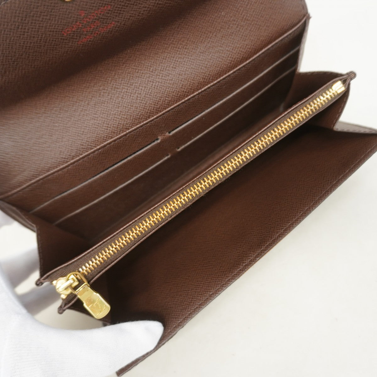 【6ef6609】ルイヴィトン 長財布 ダミエ ポシェットポルトモネクレディ N61724 エベヌ【中古】レディース
