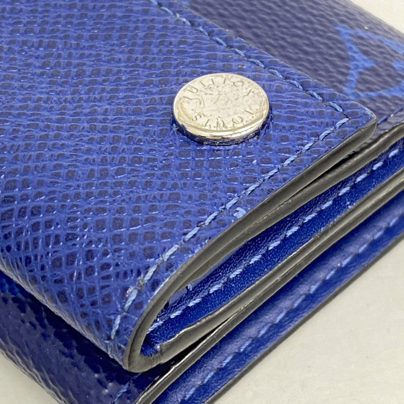【6ef6620】ルイヴィトン 三つ折り長財布 タイガラマ ディスカバリーコンパクト M67620 ブルー【中古】メンズ