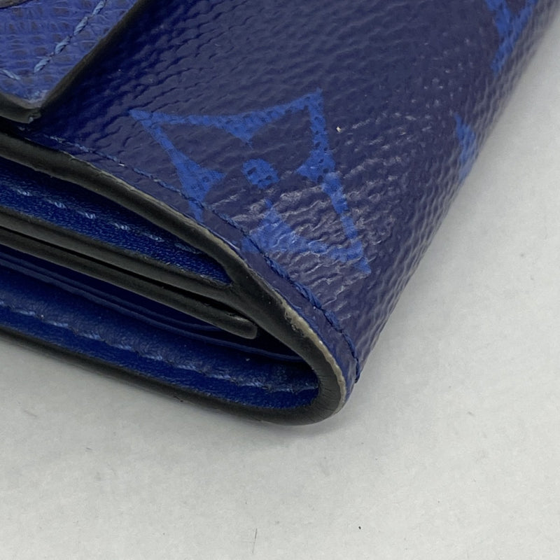 【6ef6620】ルイヴィトン 三つ折り長財布 タイガラマ ディスカバリーコンパクト M67620 ブルー【中古】メンズ