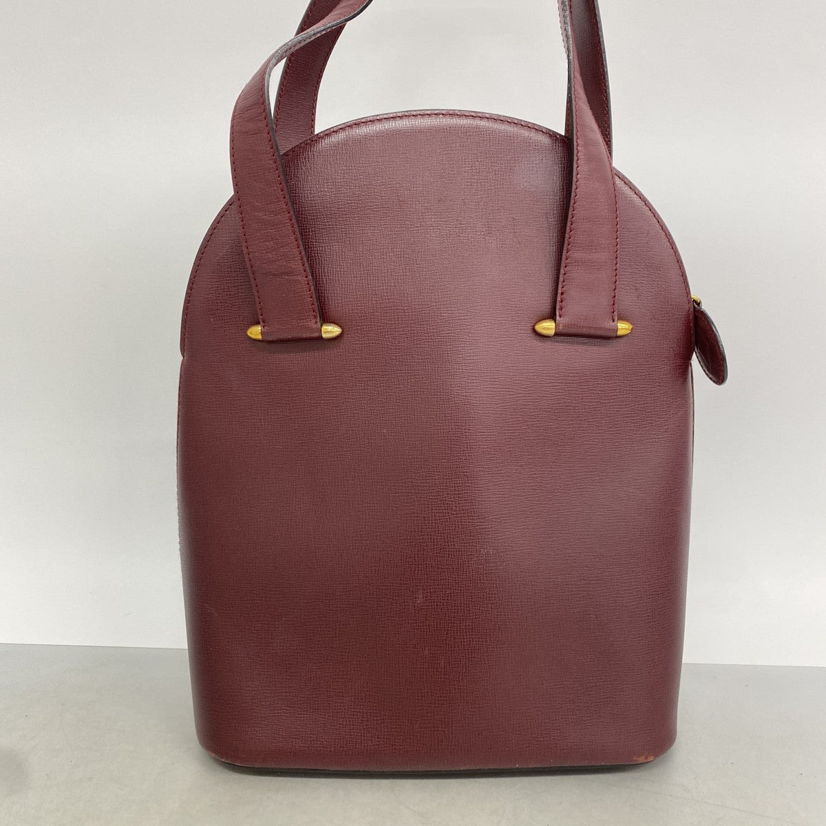 【6ef6623】カルティエ ハンドバッグ マスト レザー ボルドー ゴールド金具【中古】レディース
