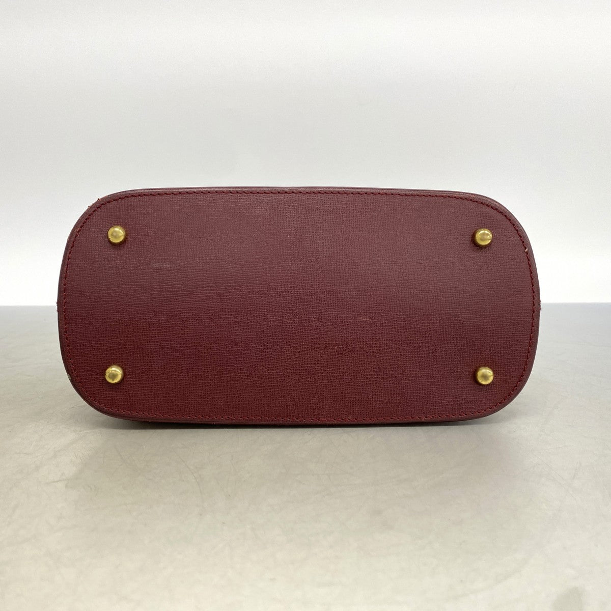 【6ef6623】カルティエ ハンドバッグ マスト レザー ボルドー ゴールド金具【中古】レディース