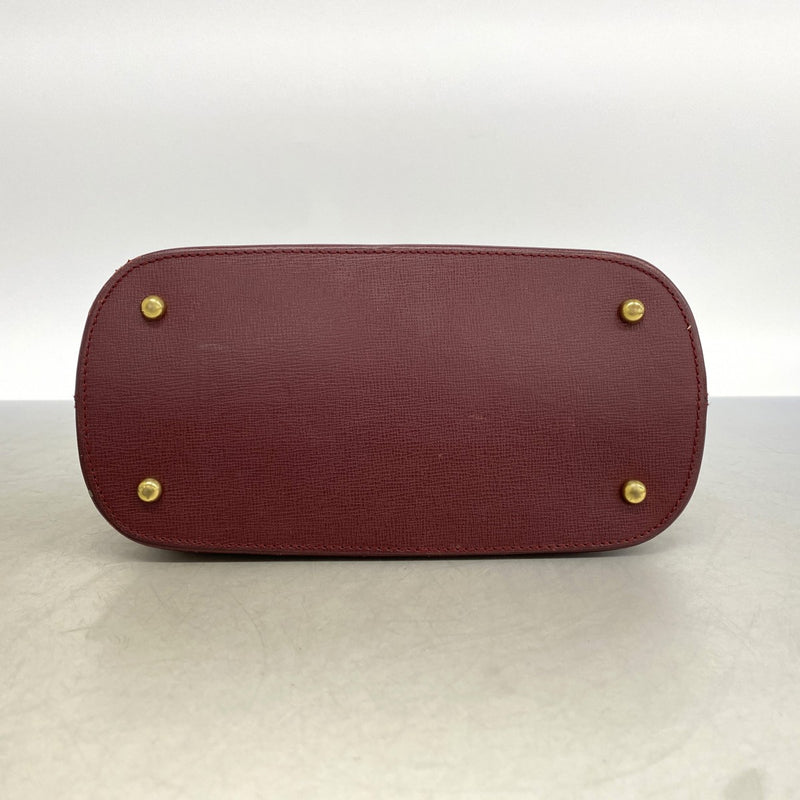 【6ef6623】カルティエ ハンドバッグ マスト レザー ボルドー ゴールド金具【中古】レディース