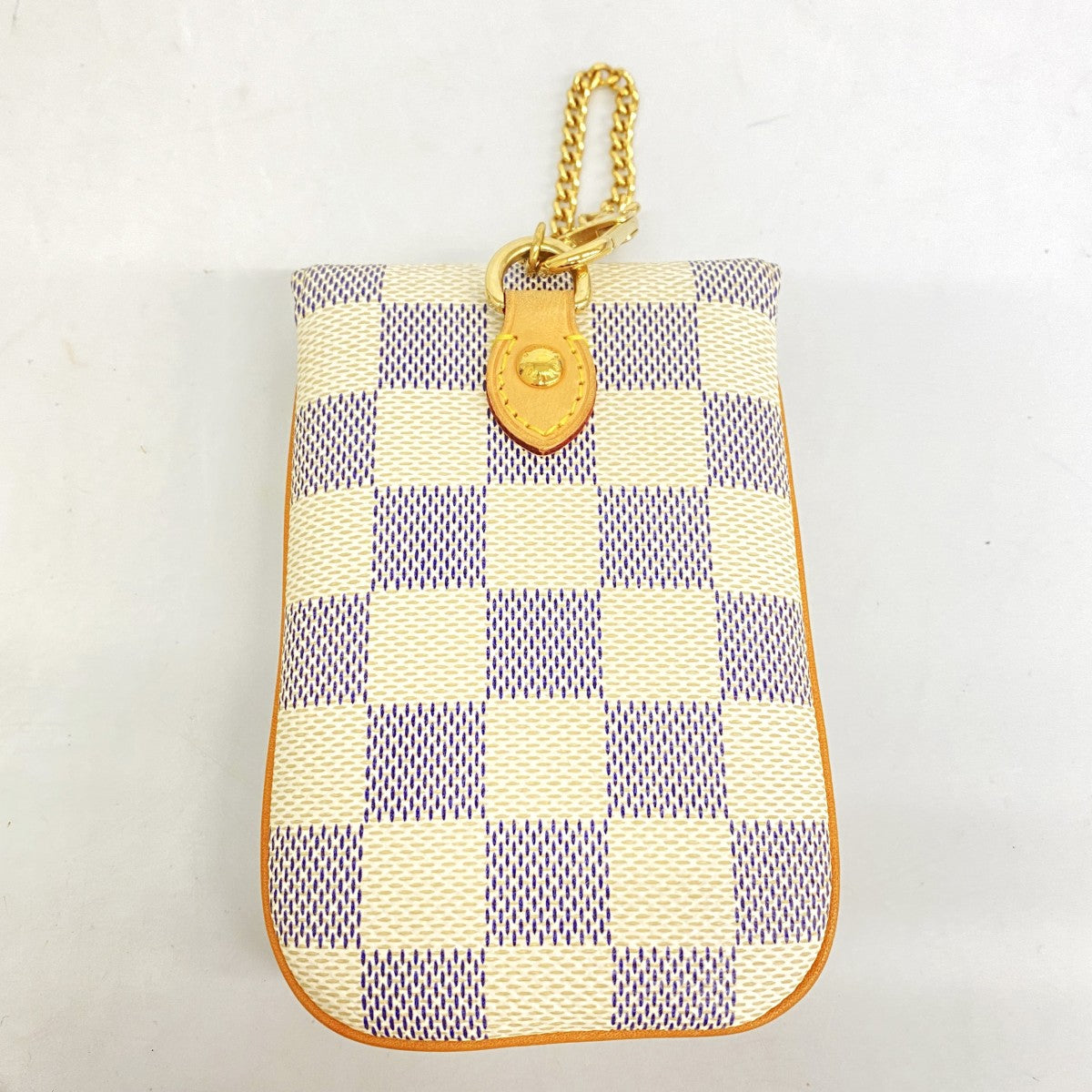 【6ef6632】ルイヴィトン ポーチ ダミエ・アズール エテュイテレフォンヌMM N60026 ホワイト【中古】レディース