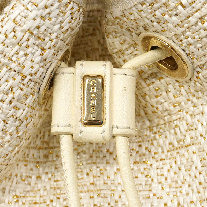 【6ef6636-k】シャネル ショルダーバッグ ドーヴィル チェーンショルダー アイボリー ゴールド シャンパンゴールド金具【中古】レディース