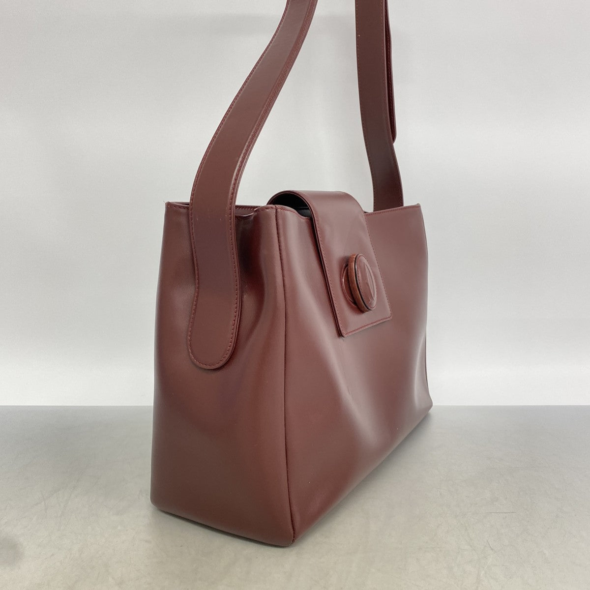 【6ef6640】カルティエ ショルダーバッグ マスト レザー ボルドー ゴールド金具【中古】レディース