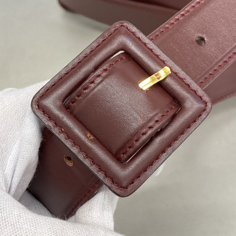 【6ef6640】カルティエ ショルダーバッグ マスト レザー ボルドー ゴールド金具【中古】レディース
