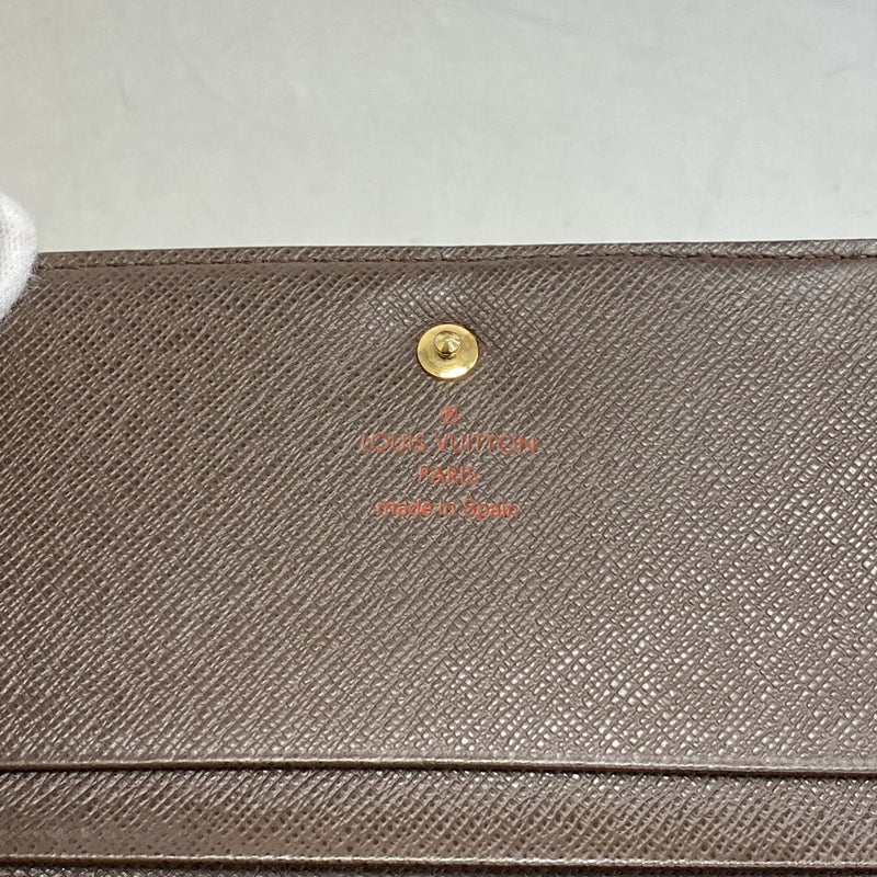 【6ef6646】ルイヴィトン 財布 ダミエ ポルトフォイユトレゾール N61736 エベヌ【中古】レディース