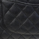 【6fa0002-h】シャネル ショルダーバッグ マトラッセ Wフラップ Wチェーン キャビアスキン ブラック ゴールド金具【中古】レディース
