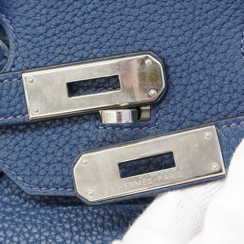 【6fa0015】エルメス ハンドバッグ バーキン35 トゴ ブルードブリュス シルバー金具 □N刻印 刻印不鮮明【中古】レディース