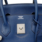 【6fa0015】エルメス ハンドバッグ バーキン35 トゴ ブルードブリュス シルバー金具 □N刻印 刻印不鮮明【中古】レディース