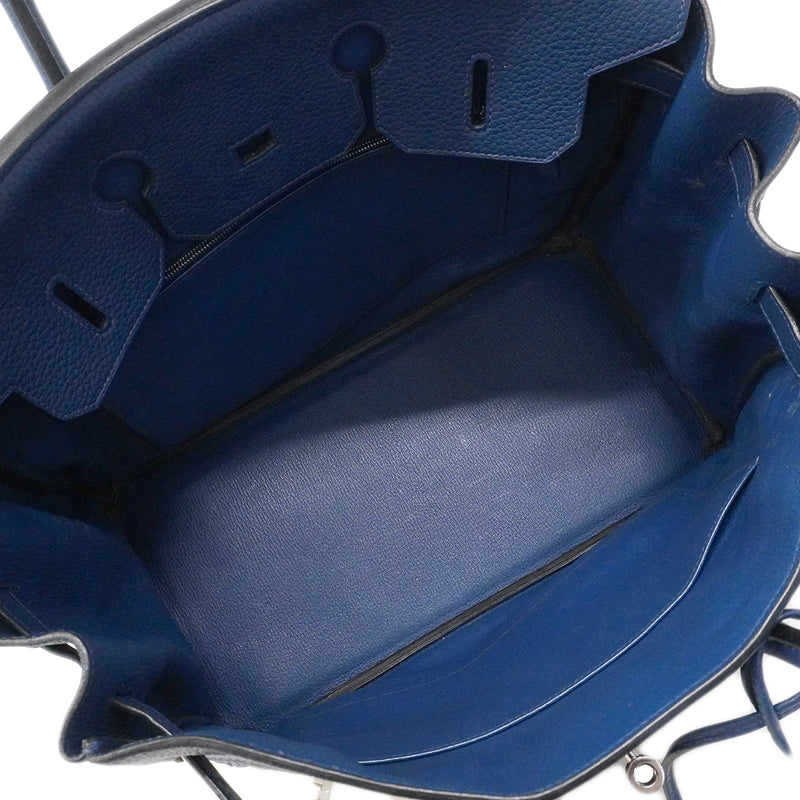 【6fa0015】エルメス ハンドバッグ バーキン35 トゴ ブルードブリュス シルバー金具 □N刻印 刻印不鮮明【中古】レディース