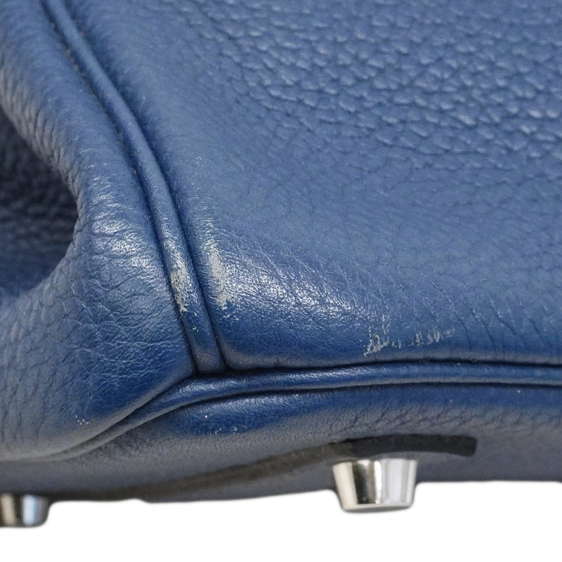 【6fa0015】エルメス ハンドバッグ バーキン35 トゴ ブルードブリュス シルバー金具 □N刻印 刻印不鮮明【中古】レディース