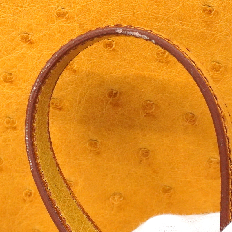 【6fa0017】エルメス ハンドバッグ ケリー28 オーストリッチ サフラン ゴールド金具 〇Y刻印 2wayバッグ【中古】レディース
