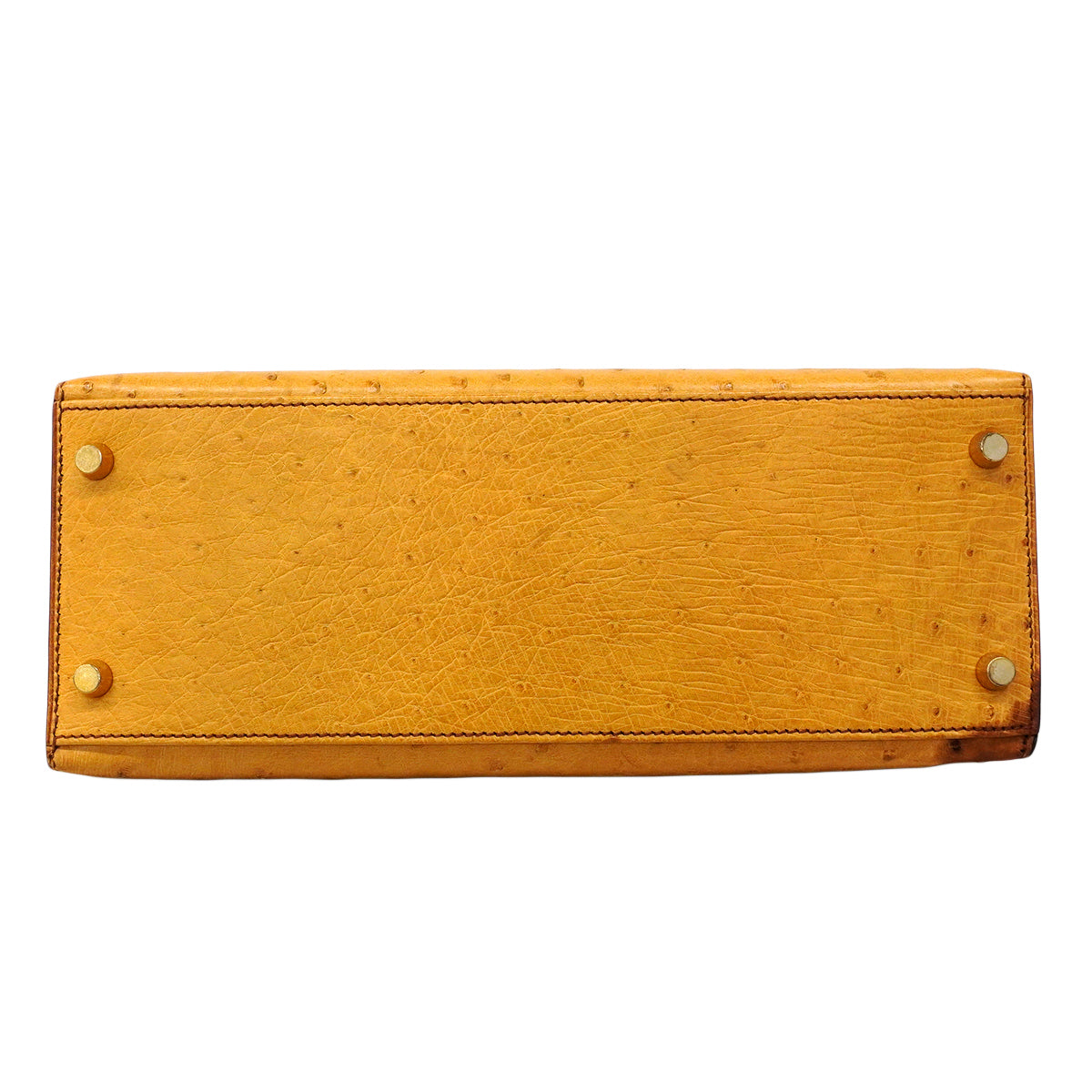【6fa0017】エルメス ハンドバッグ ケリー28 オーストリッチ サフラン ゴールド金具 〇Y刻印 2wayバッグ【中古】レディース