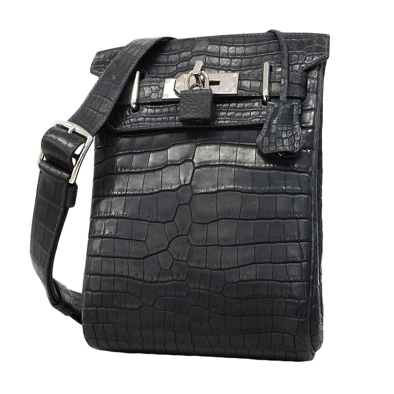 【6fa0018-e-g】エルメス ボディバッグ ケリーアッカドPM ポロサス ブラック シルバー金具 W刻印【中古】メンズ