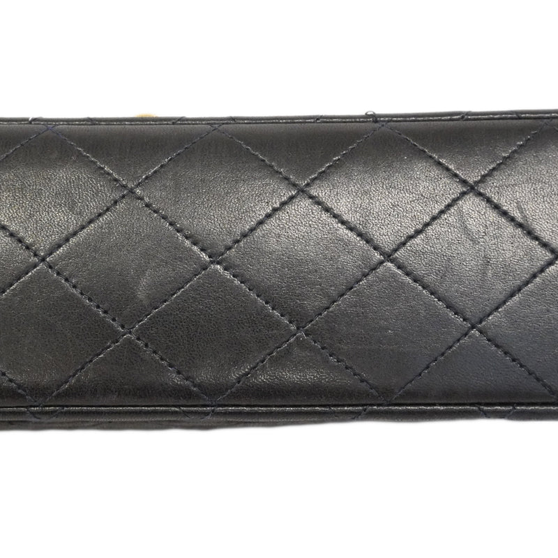 【6fa0030】シャネル ショルダーバッグ マトラッセ Wフラップ Wチェーン ラムスキン ブラック ゴールド金具【中古】レディース
