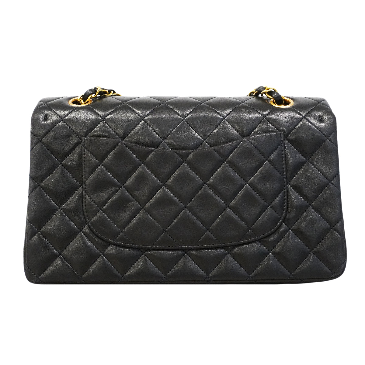 【6fa0030】シャネル ショルダーバッグ マトラッセ Wフラップ Wチェーン ラムスキン ブラック ゴールド金具【中古】レディース