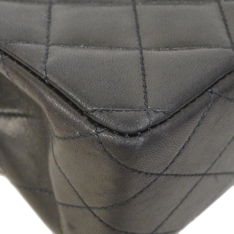 【6fa0030】シャネル ショルダーバッグ マトラッセ Wフラップ Wチェーン ラムスキン ブラック ゴールド金具【中古】レディース