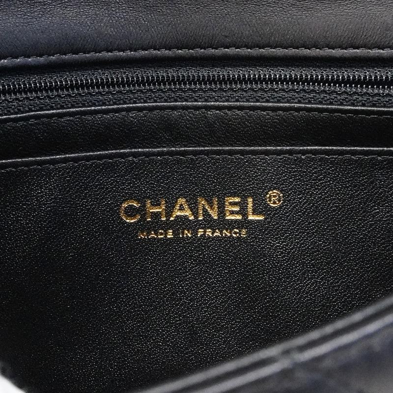 【6fa0031】シャネル ショルダーバッグ ミニマトラッセ チェーンショルダー ラムスキン ブラック シャンパンゴールド金具【中古】レディース