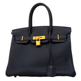 【6fa0037-g】エルメス ハンドバッグ バーキン30 トゴ ブルーニュイ ゴールド金具 X刻印【中古】レディース