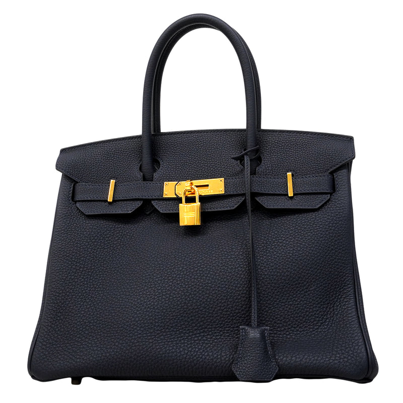 【6fa0037-g】エルメス ハンドバッグ バーキン30 トゴ ブルーニュイ ゴールド金具 X刻印【中古】レディース