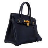 【6fa0037-g】エルメス ハンドバッグ バーキン30 トゴ ブルーニュイ ゴールド金具 X刻印【中古】レディース