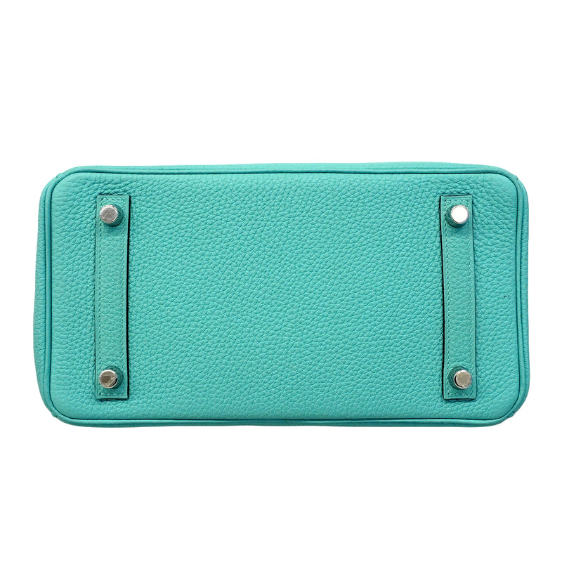 【6fa0038-g】エルメス ハンドバッグ バーキン25 トゴ ブルーアトール シルバー金具 T刻印【中古】レディース