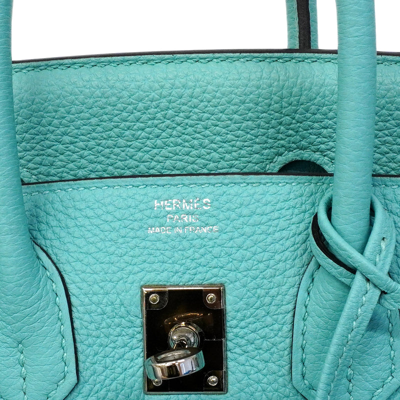 【6fa0038-g】エルメス ハンドバッグ バーキン25 トゴ ブルーアトール シルバー金具 T刻印【中古】レディース