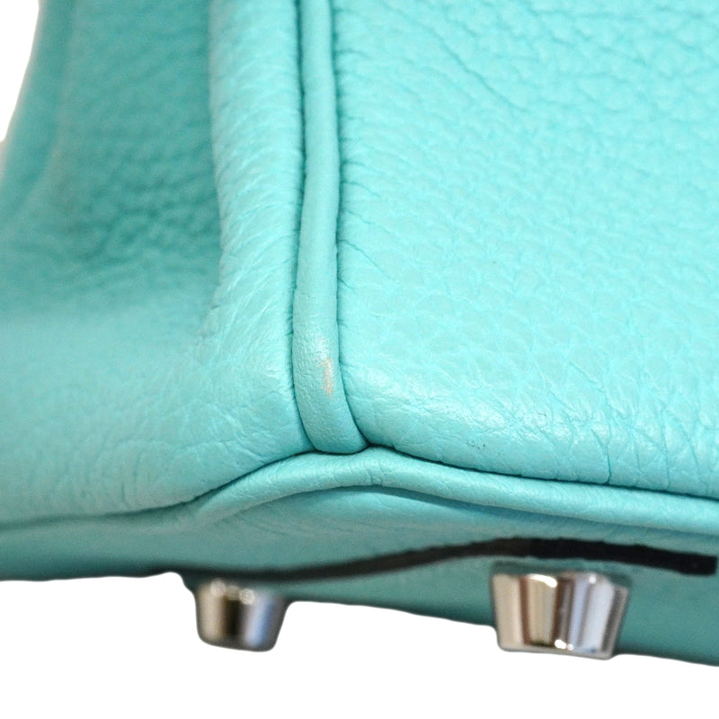 【6fa0038-g】エルメス ハンドバッグ バーキン25 トゴ ブルーアトール シルバー金具 T刻印【中古】レディース