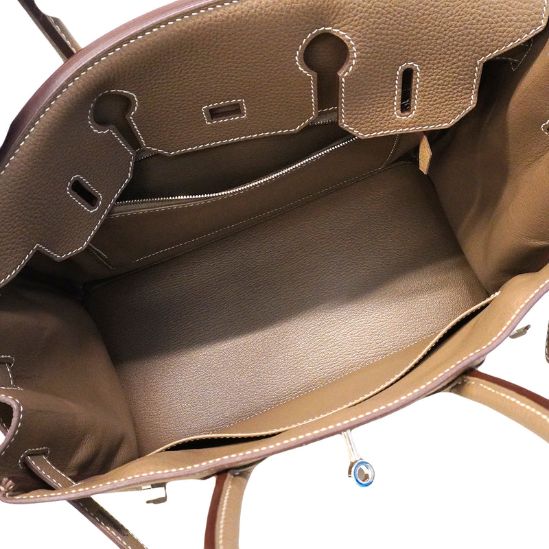 【6fa0039-g】エルメス ハンドバッグ バーキン30 トリヨンクレマンス エトゥープ シルバー金具 D刻印【中古】レディース