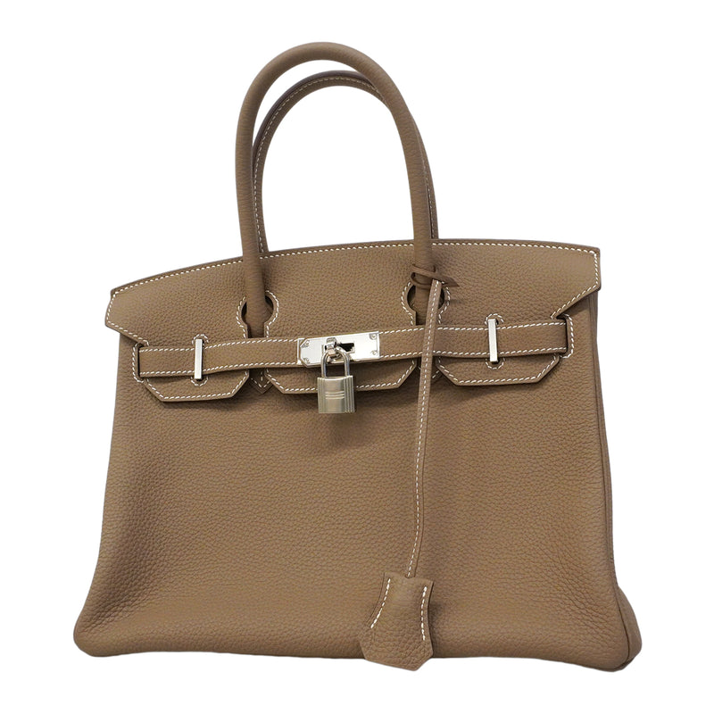 【6fa0039-g】エルメス ハンドバッグ バーキン30 トリヨンクレマンス エトゥープ シルバー金具 D刻印【中古】レディース