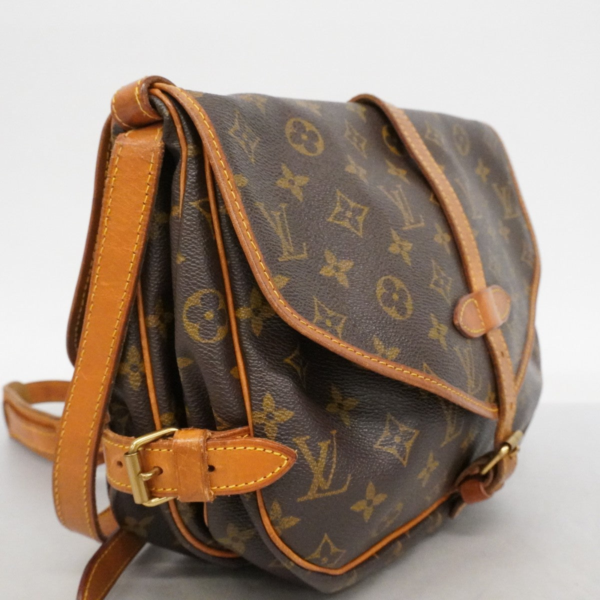 【6fa0045】ルイヴィトン ショルダーバッグ モノグラム ソミュール30 M42256 ブラウン【中古】レディース