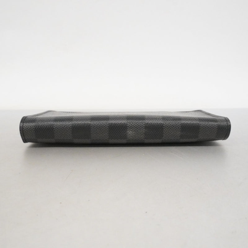 【6fa0066】ルイヴィトン 長札入れ ダミエ・グラフィット ポルトフォイユ ロン N62227 グレー ブラック【中古】メンズ