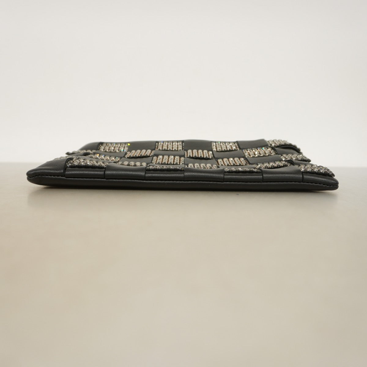 【6fa0076-k】シャネル ポーチ レザー ブラック シルバー金具【中古】レディース