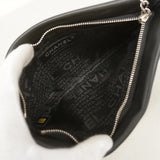 【6fa0076-k】シャネル ポーチ レザー ブラック シルバー金具【中古】レディース