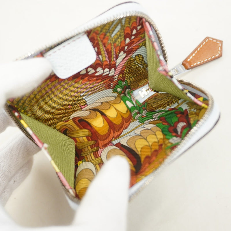 【6fa0100】エルメス コインケース アザップコンパクトミニ ヴォーエプソン ブループリュム シルバー金具 Y刻印【中古】レディース