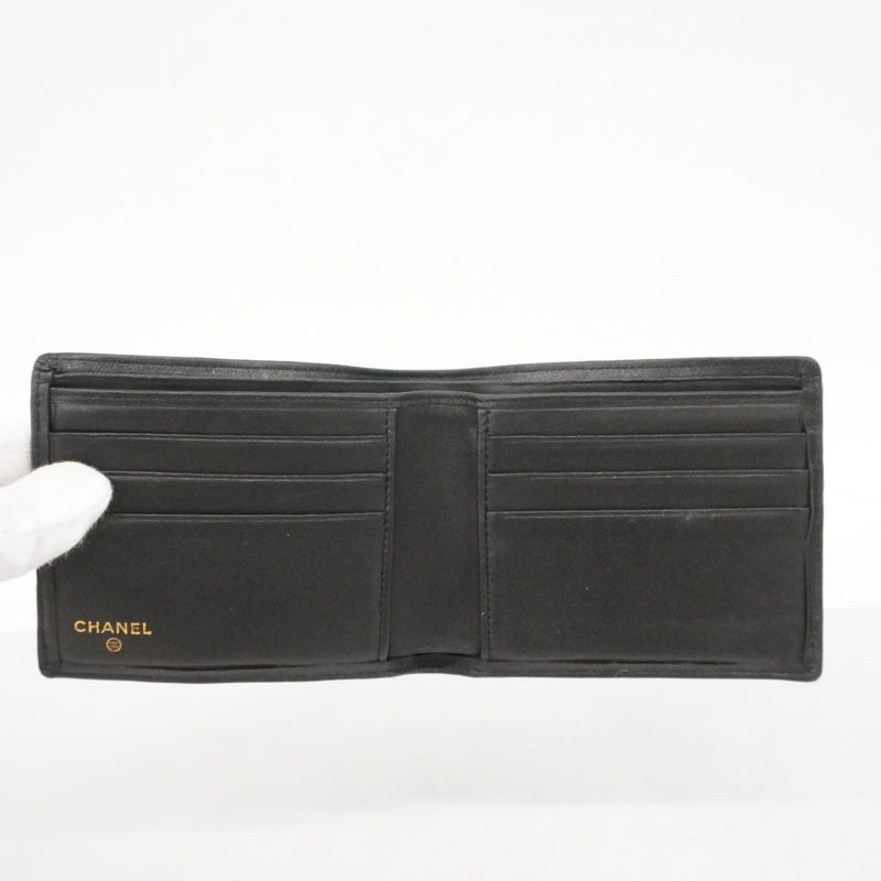 【6fa0110】シャネル 札入れ ビコローレ ラムスキン ブラック ゴールド金具【中古】レディース
