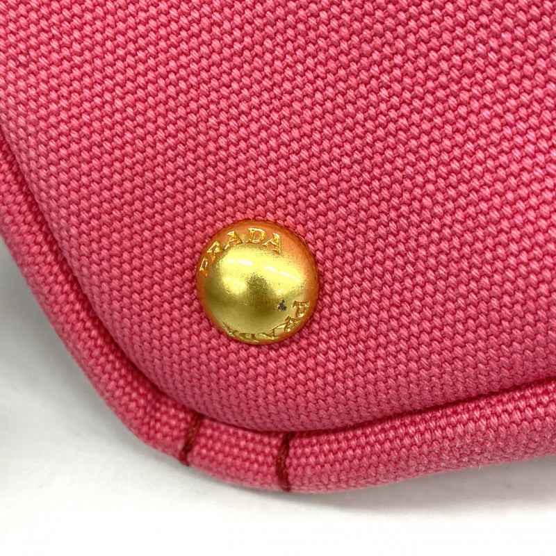【6fa0111-k】プラダ ハンドバッグ カナパ キャンバス ピンク ゴールド金具 2wayバッグ【中古】レディース