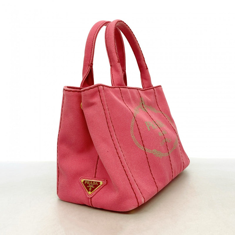 【6fa0111-k】プラダ ハンドバッグ カナパ キャンバス ピンク ゴールド金具 2wayバッグ【中古】レディース