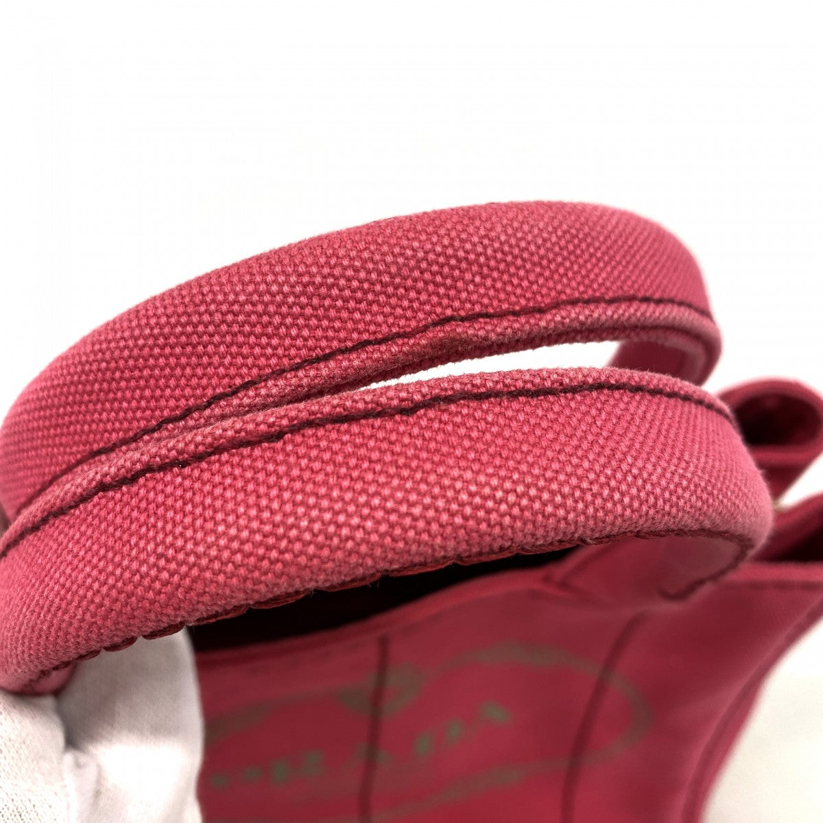 【6fa0111-k】プラダ ハンドバッグ カナパ キャンバス ピンク ゴールド金具 2wayバッグ【中古】レディース