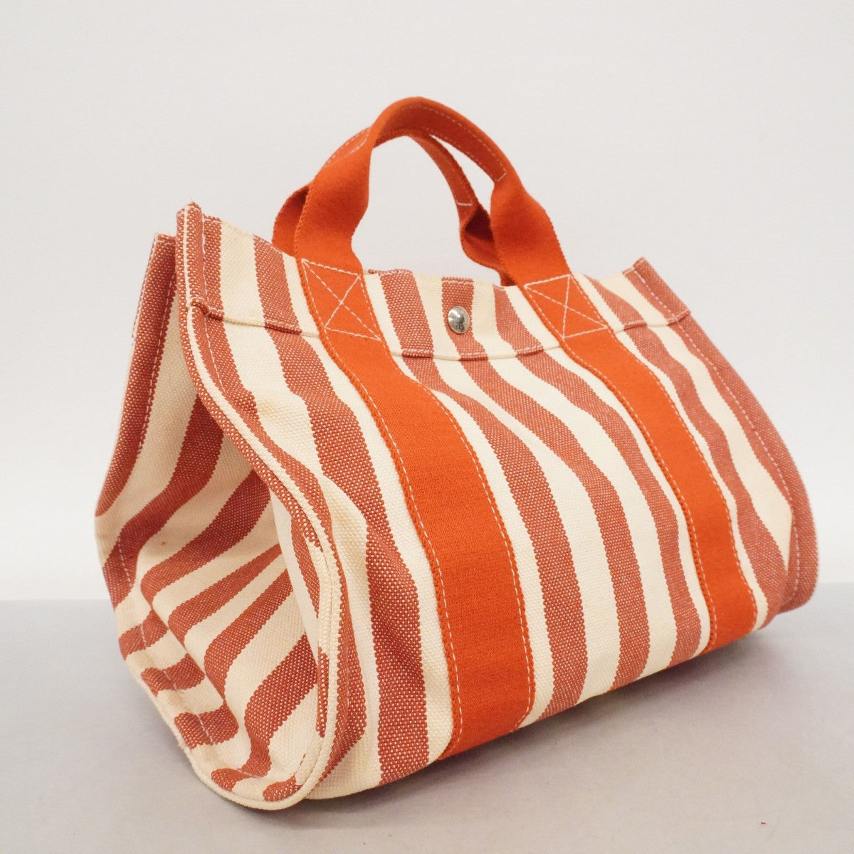 【6fa0122-k】エルメス トートバッグ カンヌPM キャンバス レッド ホワイト シルバー金具【中古】レディース