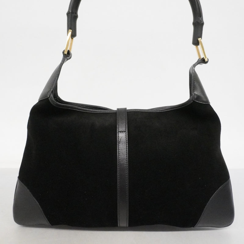 【6fa0124-k】グッチ ハンドバッグ ジャッキー 001 4060 スウェード ブラック ゴールド金具【中古】レディース